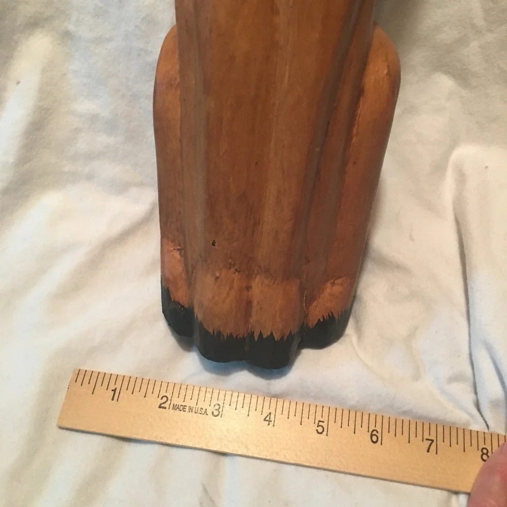 Vintage Hand Carved Wooden Siamese Cat Statue Folk Art 17 Inches